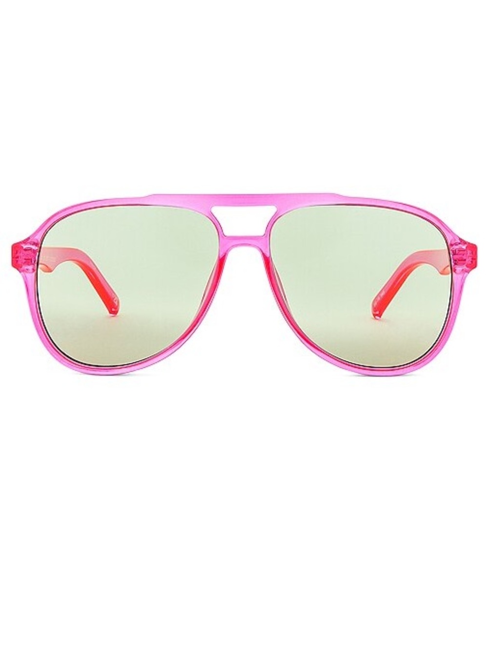 Le Specs Pink Transparent Aviator Sunglasses with Light Green Lenses